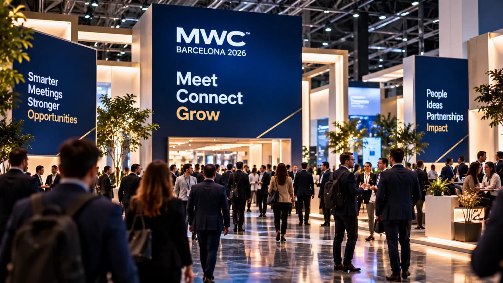 Crowded exhibition hall at MWC Barcelona